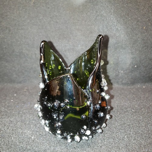 Partylite Tealight Candle Holder “Natures Garden” Green Glass Tulip Dewdrops - Picture 6 of 12