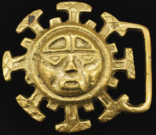 Sun Face Southwest Mexico South America Solid Brass Vintage Belt Buckle