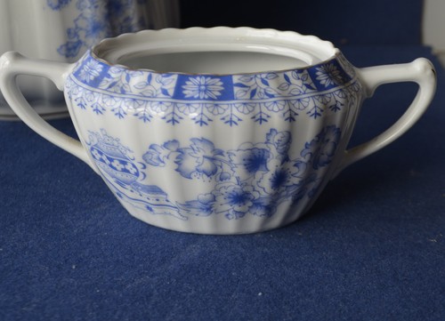 Seltmann China Blau Dorothea Kaffeekanne + Milch + Zucker mit dezentem Golddekor - Bild 2 von 4