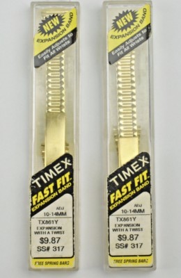 2 X Timex Gold Toned Fast Fit Adjustable Watch Expansion Bands 10-14mm TX861Y
