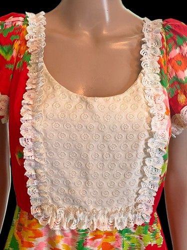 VTG 60s Mr B of California Maxi Prairie Dress Cottagecore Lace Boho Hippie Sz 12 - Picture 8 of 15