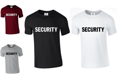 SICHERHEITS-T-SHIRT ARBEIT Set BODYGUARD FANCY KLEID TÜRSTEHER POLIZEI (SICHERHEIT, T-SHIRT)