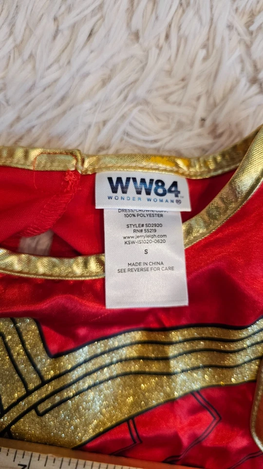 Vestido Princesa Disney WW84 Wonder MUJER Niñas Rojo/Azul Poliéster Sin Mangas Talla S Foto 4 de 4