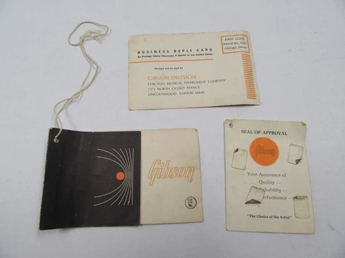 1960 - 1969 Gibson A-40N Mandolin 3 piece Hang Tag set.