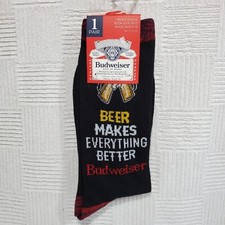 Budweiser Fun Crew Socks Beer Makes Everything Better New