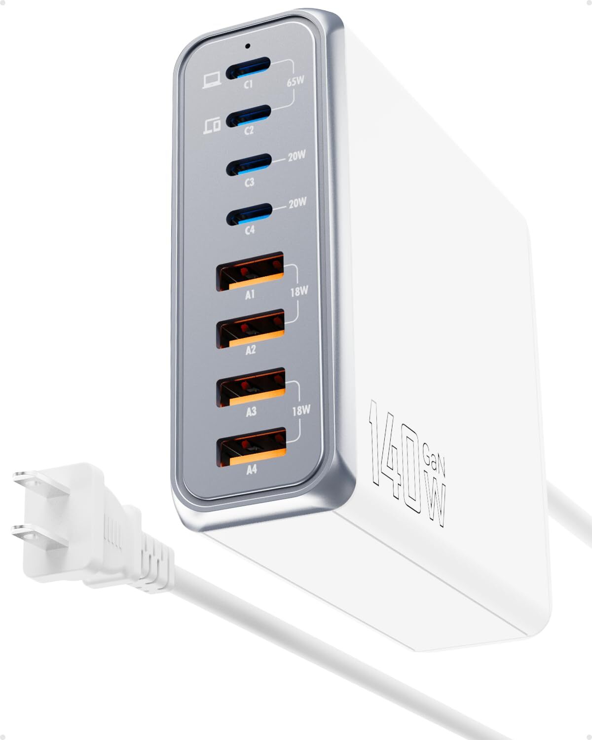 140W USB C Charger Block, 8-Port USB C Fast Charging Station, 65W USB C Lapto...