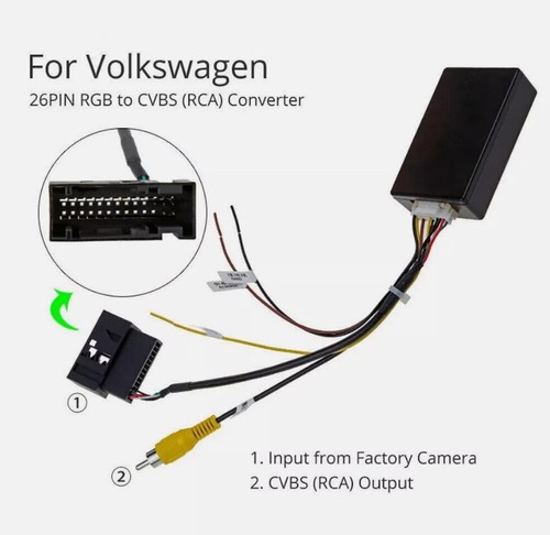 For VW Seat OEM Reverse Camera 26PIN RGB To RCA/AV Converter Decoder Box Adapter - Picture 2 of 9