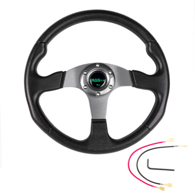 14'' 340mm Universal Drifting Racing Steering Wheel Aluminum 6 Bolt Gray