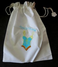 NEW Pretty Cotton Drawstring bag w/ hand embroidered pretty corset 