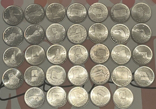 1969 Shell's State of the Union Coin game aluminum tokens 33 different states
