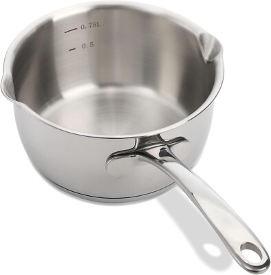 18/10 Stainless Steel Butter Warmer Pan 0.8quart Measuring Saucepan With Dual Po