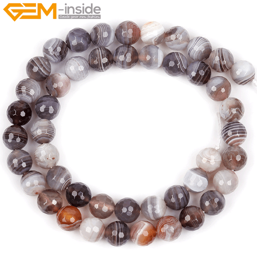 Natural Botswana Agate Round Gemstone Loose Beads For Jewellery Making 15" UK - Picture 15 of 60