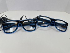 Light up EL Wire Neon Rave Glasses Glow Flashing LED Sunglasses- Blue- Set of 2