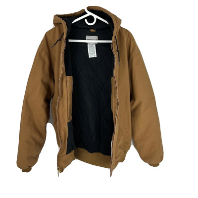 Carhartt Canvas Jacket 376-51 Hooded Brown Insulated Duck Quilt