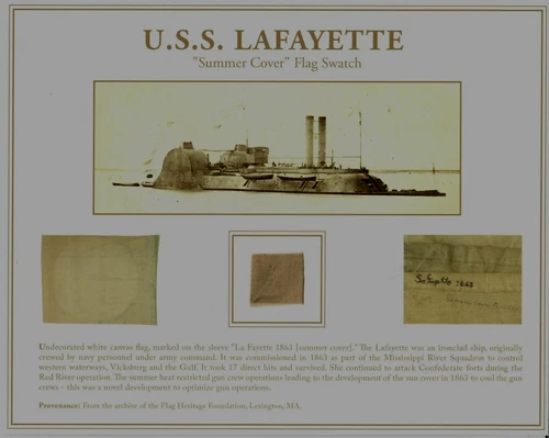 RARE "USS Lafayette" Summer Cover Flag Swatch Display COA