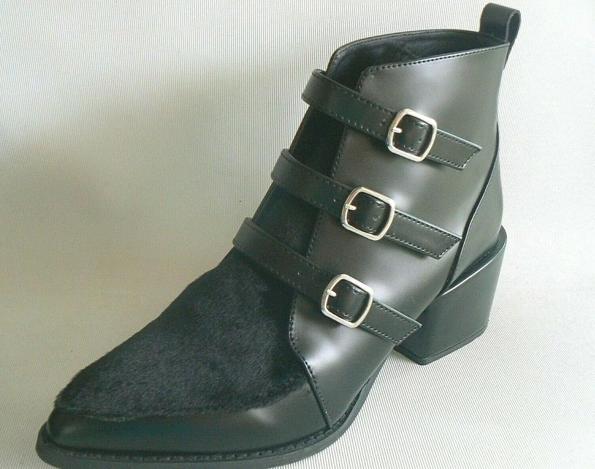 FEARNE COTTON Sienna Block Heel Ankle Boots Fur Front Women s UK
