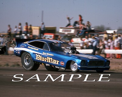 #ad RAYMOND BEADLE BLUE MAX FUNNY CAR RUNNING DOWN TRACK 8X10 GLOSSY PHOTO #7Q $2.69