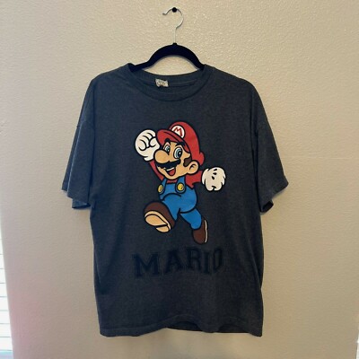 Vintage Mario Nintendo Dark Gray T Shirt XL Super Mario Bros Pro Delta 