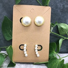 4 PC Matching Clip-on Non Pierced Earrings Set Gold-Tone New Free Ship 4454