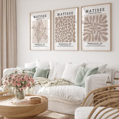 3er Set Henri Matisse Ausstellungsplakate neutral beige Galerie Wandbilder