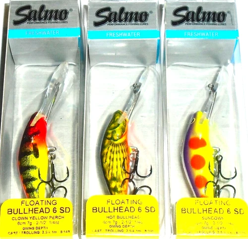 Salmo Floating Bullhead 6 SD Crankbait (Lot of 3-63-02)