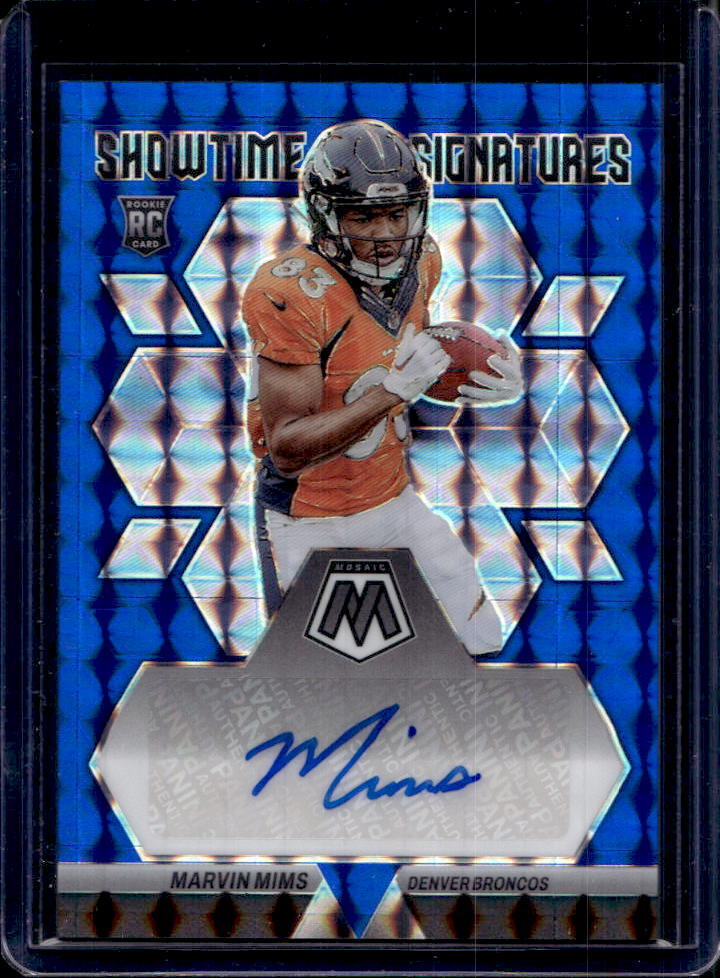 2023 Panini Mosaic Marvin Mims Showtime Signatures Blue RC Auto #33/99 #SS-MM
