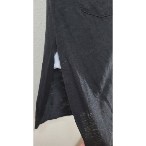 Marvenie Black Slub Knit V Neck Top Small Lightweight Soft Stretchy Cap Sleeves - Picture 6 of 6