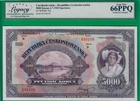 Czechoslovakia 5000 korun 1920 specimen, P19s, graded Legacy Gem New *66* PPQ!
