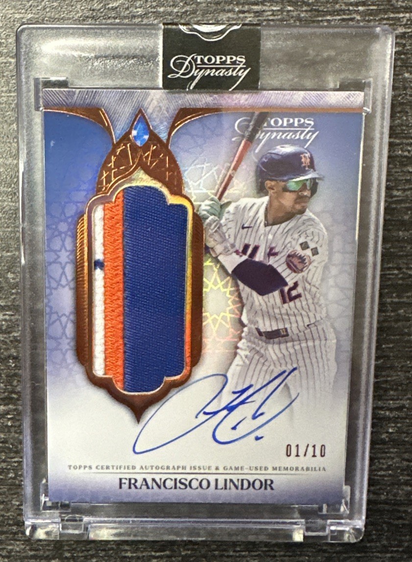 FRANCISCO LINDOR -2025 Topps Dynasty Game Used Patch On Card AUTO BRONZE 1/10 SP