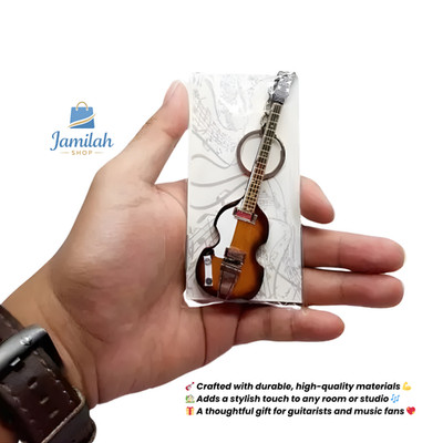 Miniature Violin Bass Guitar Keychain Set 2pcs Collectible Gift