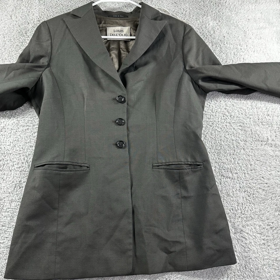 Blazer de lana Louis Dell'Olio vintage para mujer 10 gris tres botones ropa de trabajo oficina Foto 3 de 4