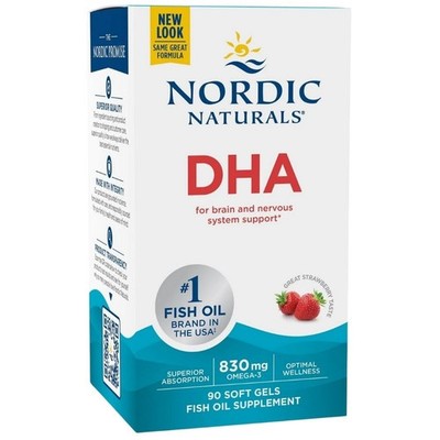 Nordic Naturals DHA, 830 mg Omega-3, Erdbeere - 90 Kapseln