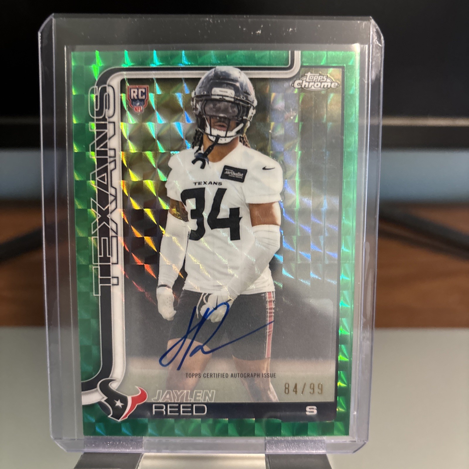 Jaylen Reed 2025 Topps Chrome Green Geometric Refractor Rookie Auto RC /99