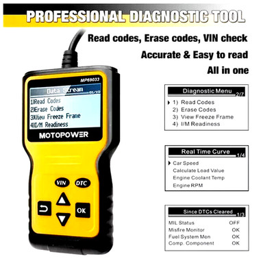 Motopower MP69033 OBD2 Scanner Auto Motor Fehlercodeleser Motorsystem Werkzeuge