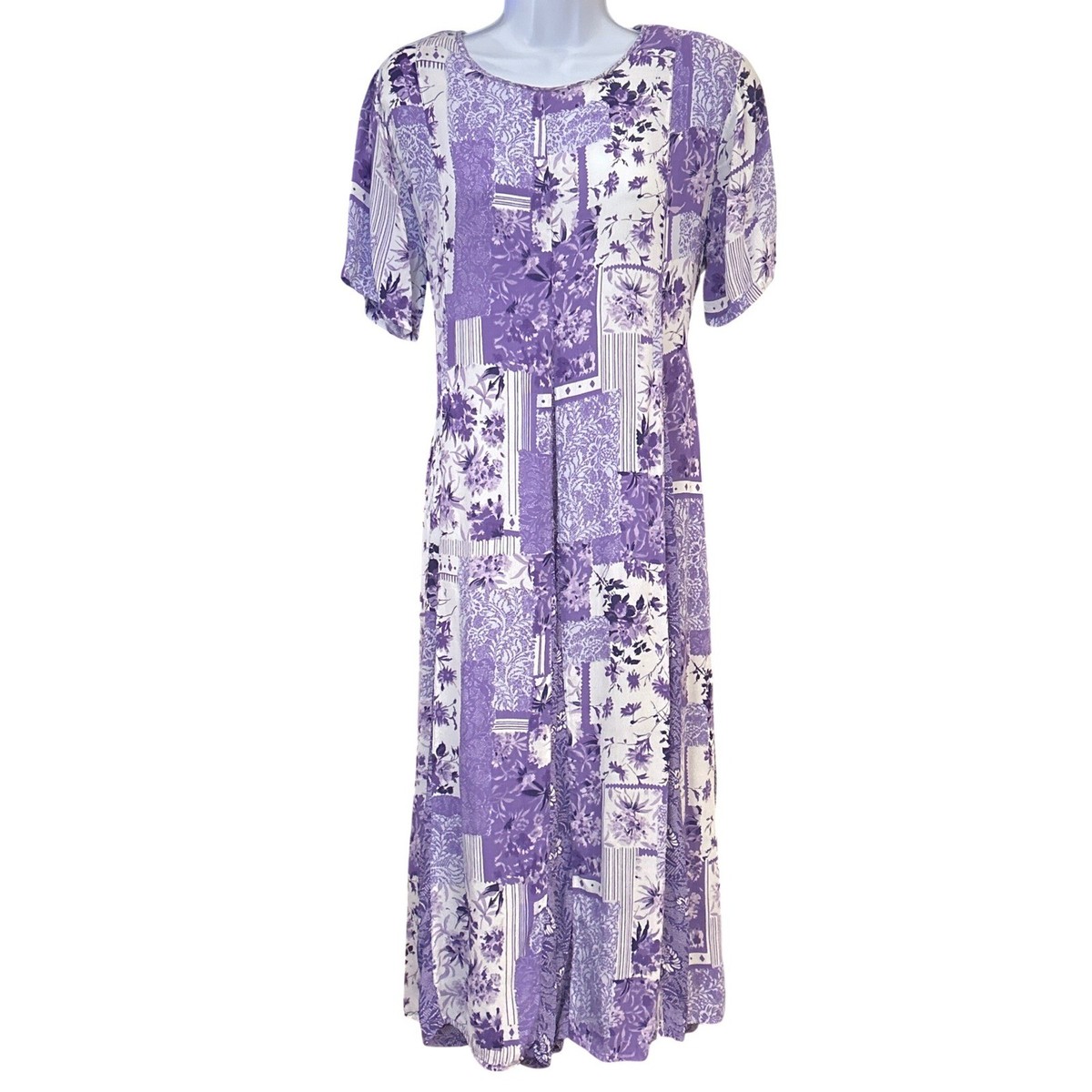 Vintage Y2K Willow Ridge Purple Floral Patchwork Festival Midi Dress  Cottagecore | eBay