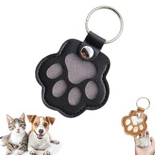 Pet Memorial Leather Paw Keychain Keyring Cat Dog Hair