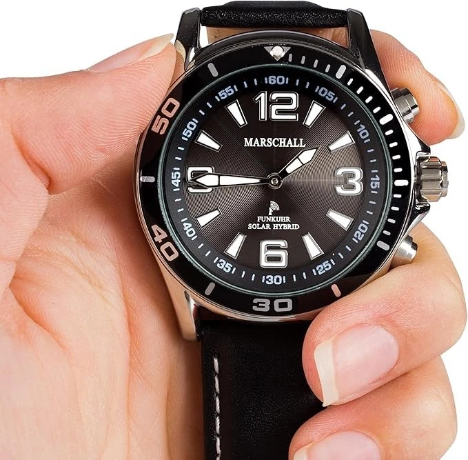 Sprechende Herren Funk Solar Hybrid Quarzuhr 1146SL Leder Armband - Bild 2 von 4