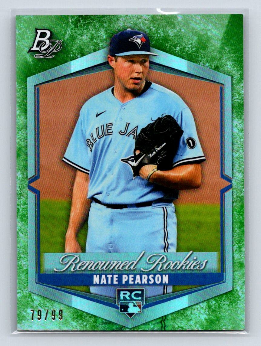 2021 Bowman Platinum #RR-9 Nate Pearson Renowned Rookies Green #/99