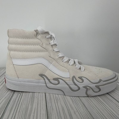 Vans Sk8-Hi Flame White Suede High Top Sneakers Mens 8.5 Womens 10 VN0005UJWww