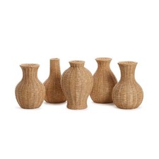 Basket Weave Patterned Vases, Set of 5(Brown)-Does not apply|6820