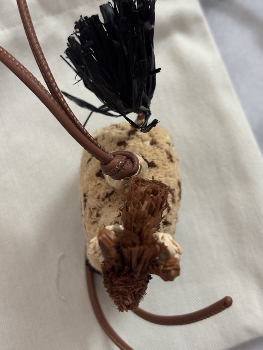 100% Authentic Loewe x Paula's Ibiza Giraffe Bag Charm in Raffia