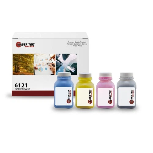 4Pk LTS 6121 CMYK Toner Refill Kit Compatible for Xerox 6121MFP