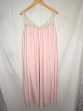 70 s Vintage Corhan Pink Lace Maxi Nightgown