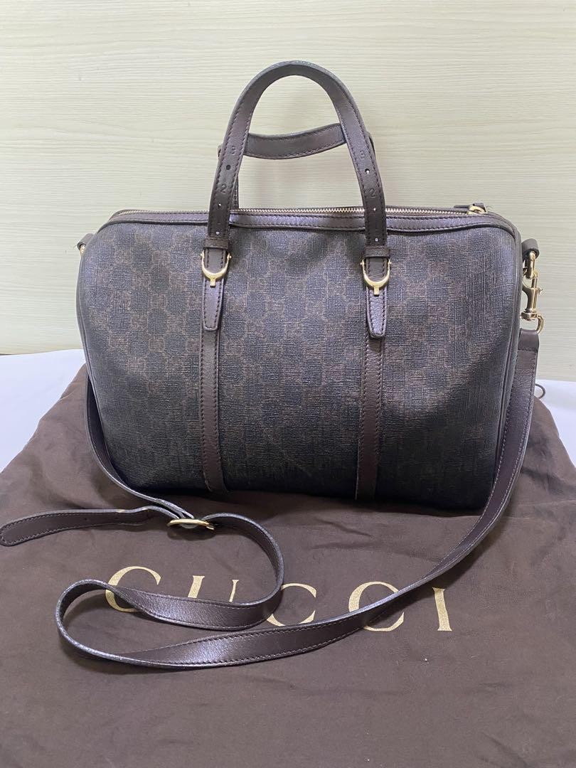 GUCCI GG Supreme PVC Dark Brown Two-Way Shoulder Bag F04171101 Authentic