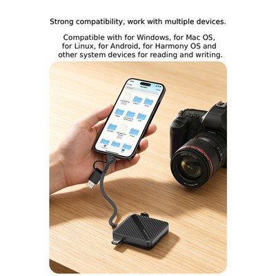 Typ C Kartenleser mit USB 3.0 für SD TF Karten Multiplattform Unterstützung