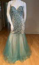  595 GLAMOUR BY TERANI COUTURE STRAPLESS EMBELLISHED MERMAID GOWN SZ 12