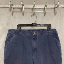 Carhartt Pants Men's 40X30 Blue Carpenter Washed Duck Canvas Dungaree Work B11