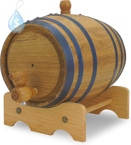 1L Distillery Grade Charred Oak Aging Barrel for Whiskey, Rum & Wine