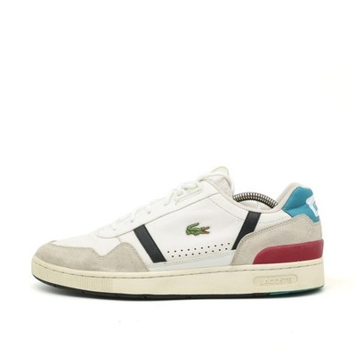 Lacoste Herren T-Clip Sneaker Weiß Leder Low-Top Perforierung EU 44.5