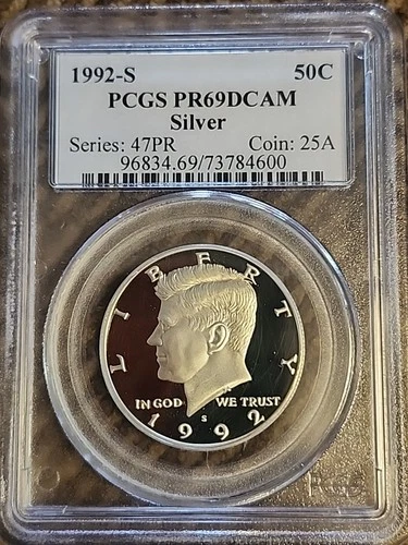 1992-S Kennedy silver Proof half  dollar PR69DCAM Free Shipping